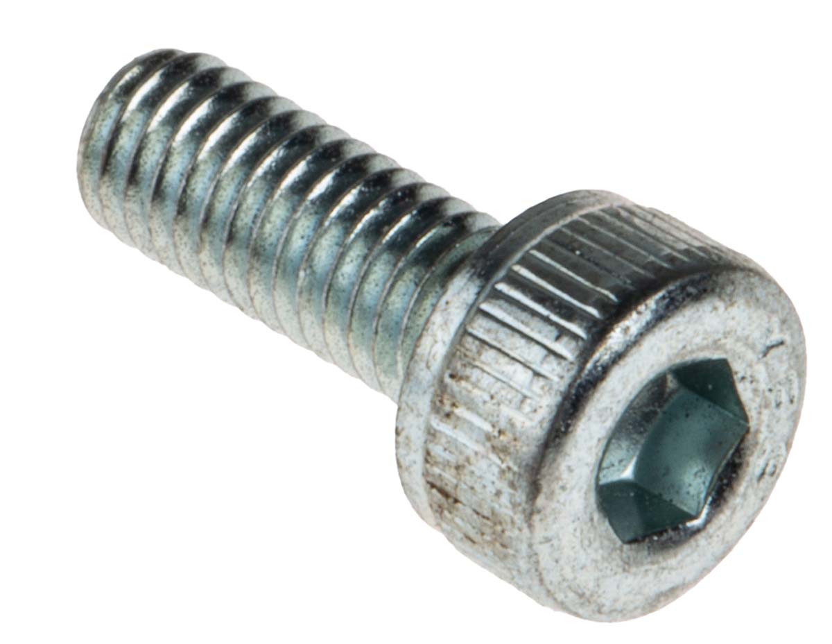 RS PRO Bright Zinc Plated Steel Hex Socket Cap Screw, DIN 912, M3 x 8mm