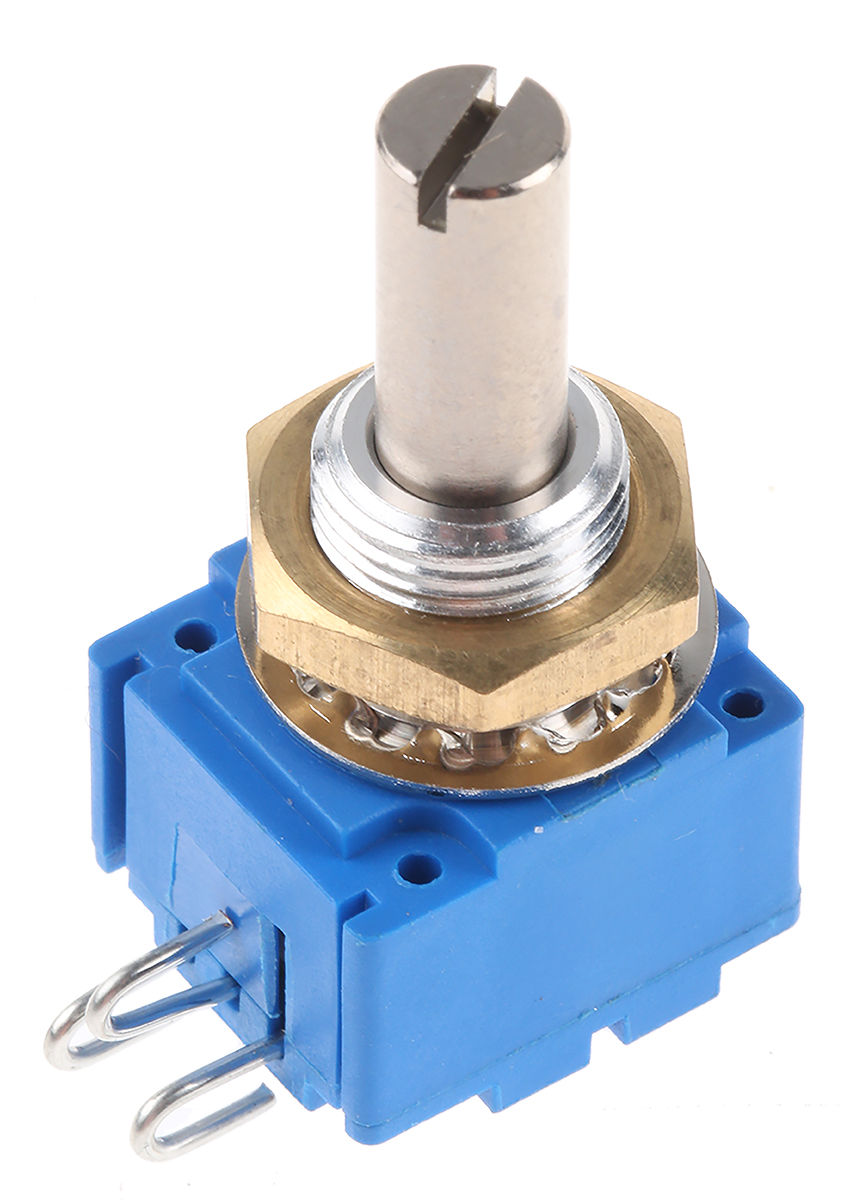 Bourns 92 10kΩ Rotary Potentiometer 1-Gang Panel Mount, 92R1A-J22-L15L