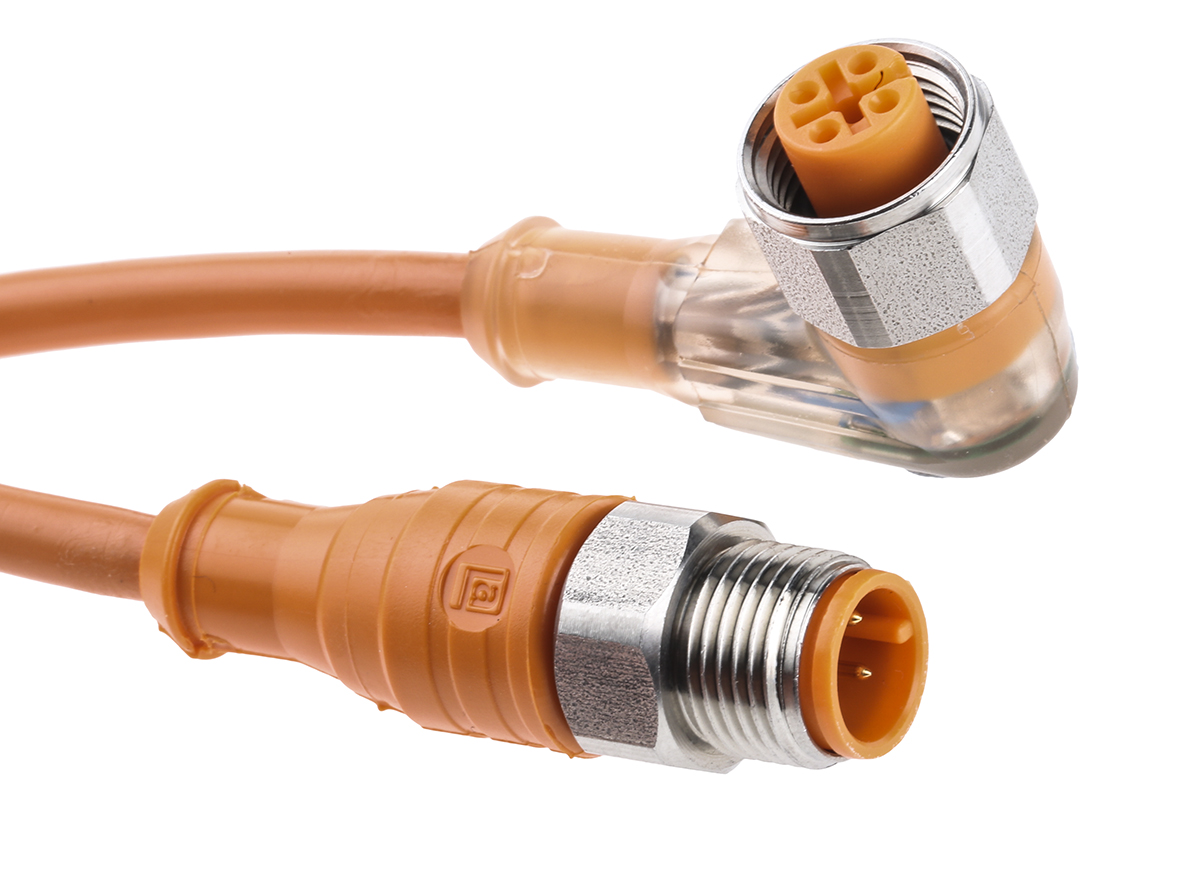 Lumberg Automation Female 4 way M12 to Male 4 way M12 Sensor Actuator Cable, 5 m