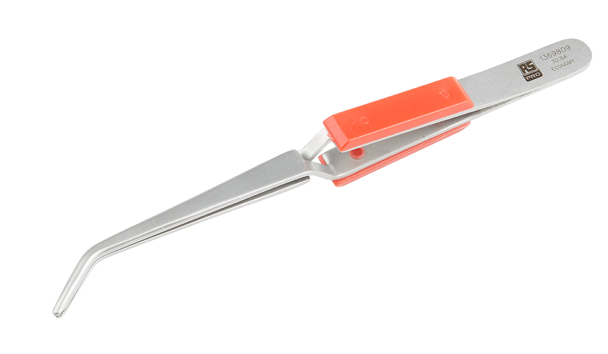 RS PRO 165 mm, Stainless Steel, Serrated, Tweezers