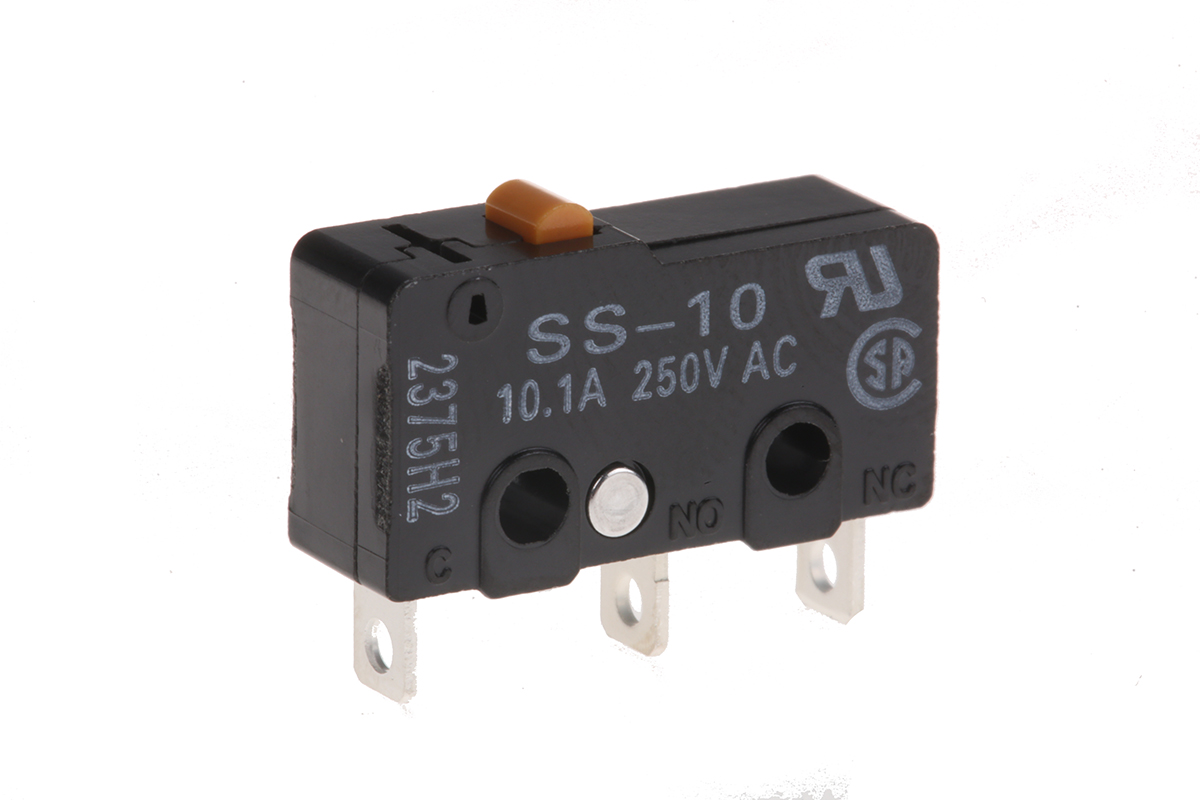 Omron Pin Plunger Micro Switch, Solder Terminal, 10.1 A @ 250 V ac, SPDT, IP40