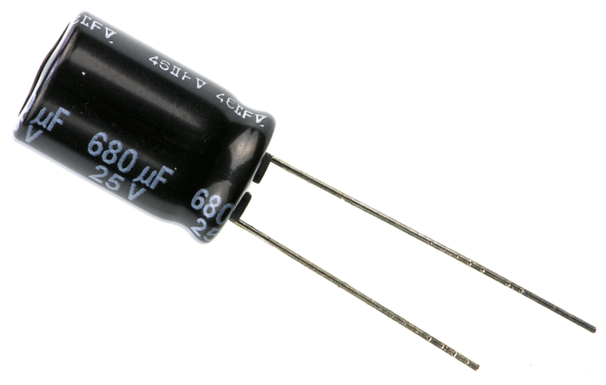 Panasonic 680μF Aluminium Electrolytic Capacitor 25V dc, Radial, Through Hole - EEUFR1E681