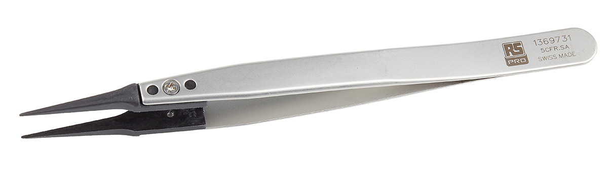 RS PRO 130 mm, Stainless Steel, ESD Tweezers
