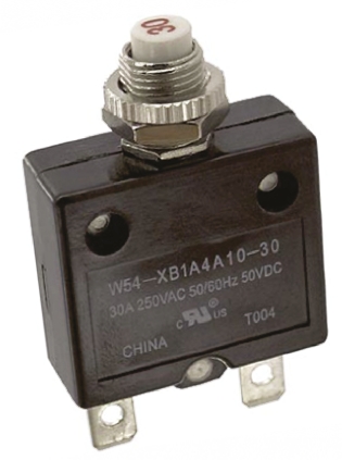 TE Connectivity Thermal Circuit Breaker - W58  Single Pole 250V ac Voltage Rating, 30A Current Rating