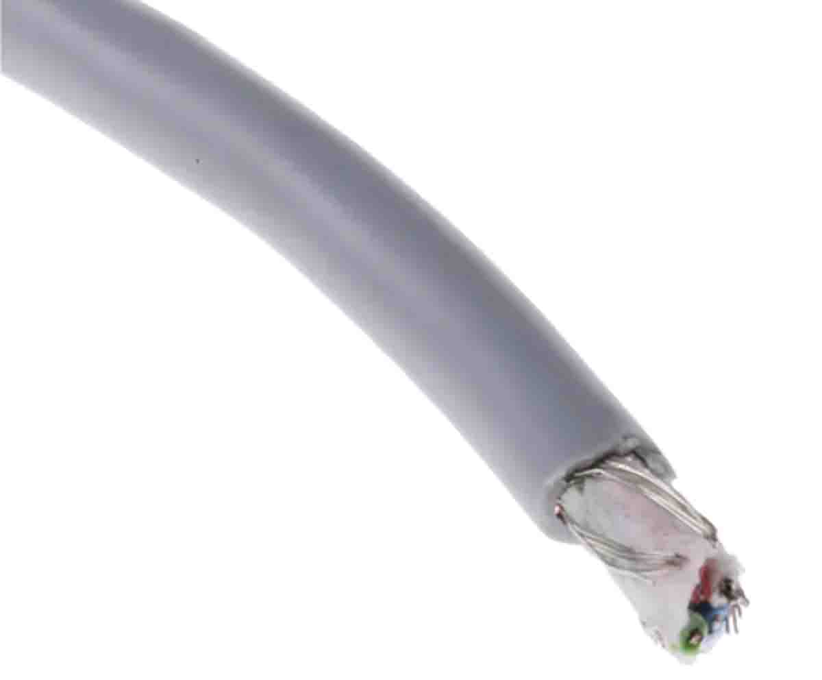 RS PRO 4 Core Microphone Cable, 0.15 mm² CSA Screened, 4.7mm od, 50m, Grey