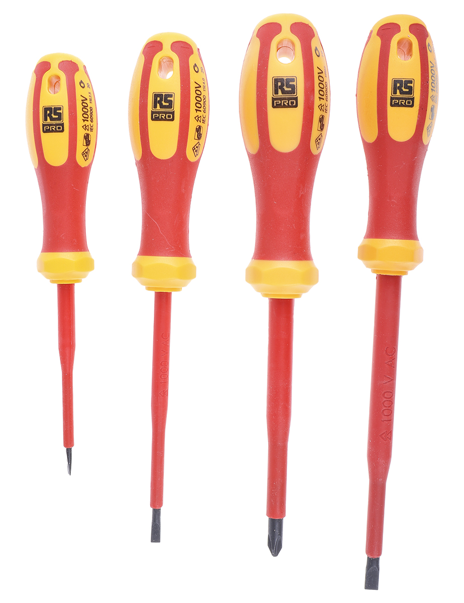 RS PRO G99-401 Phillips; Slotted Insulated Screwdriver Set, 4-Piece