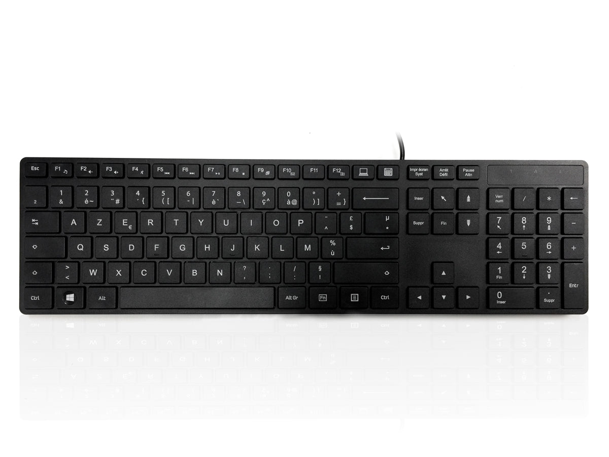 Ceratech KYBAC301-UBLK-FR Wired USB Multimedia Keyboard, QWERTY (French), Black