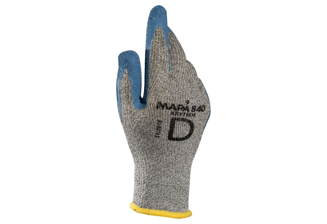 Mapa Blue, Grey Natural Latex Work Gloves, Size 7