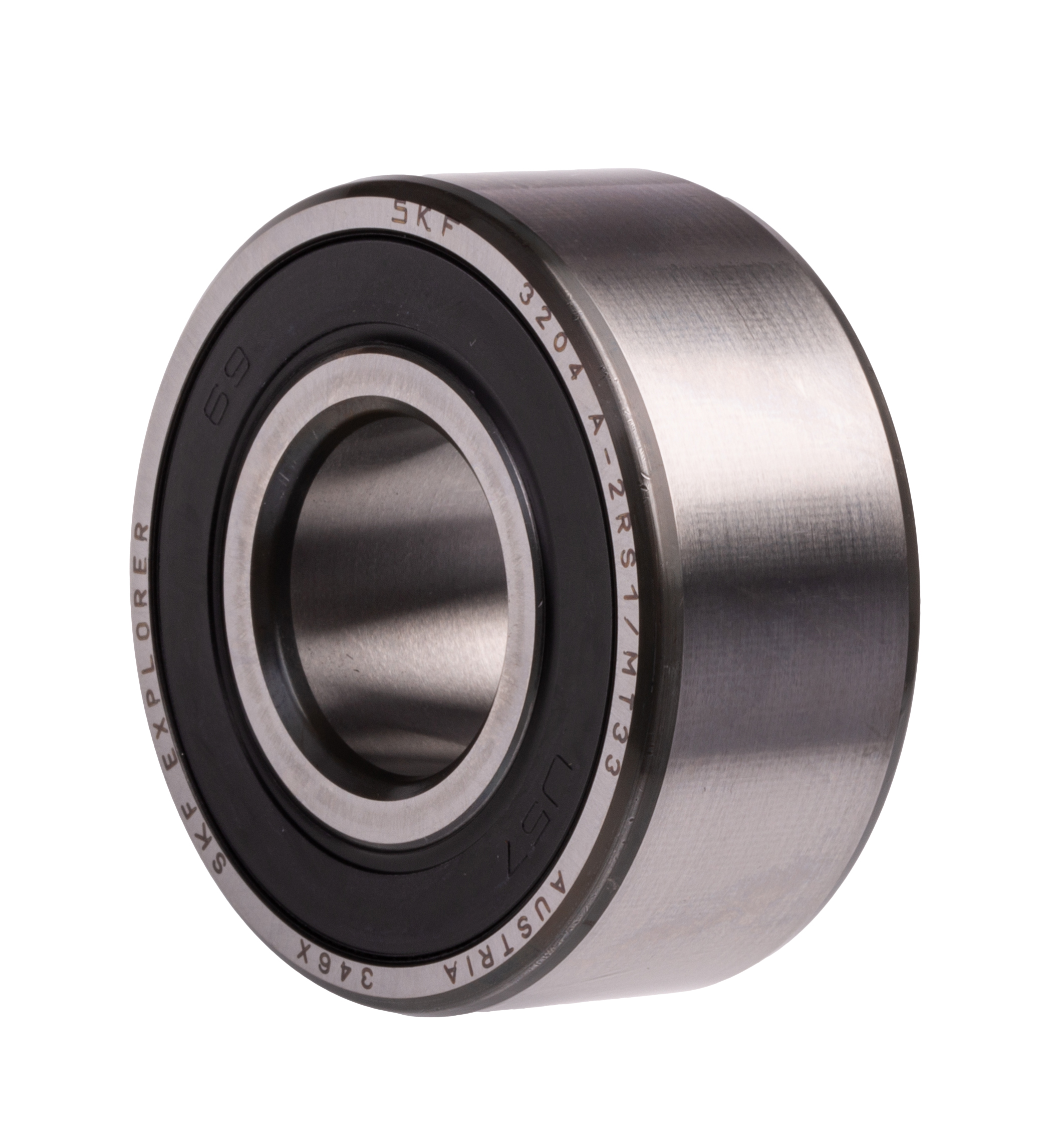 SKF 3204 A-2RS1/MT33 2 Row Angular Contact Ball Bearing - 20 mm ID, 47 mm OD 20.6 mm Race Width