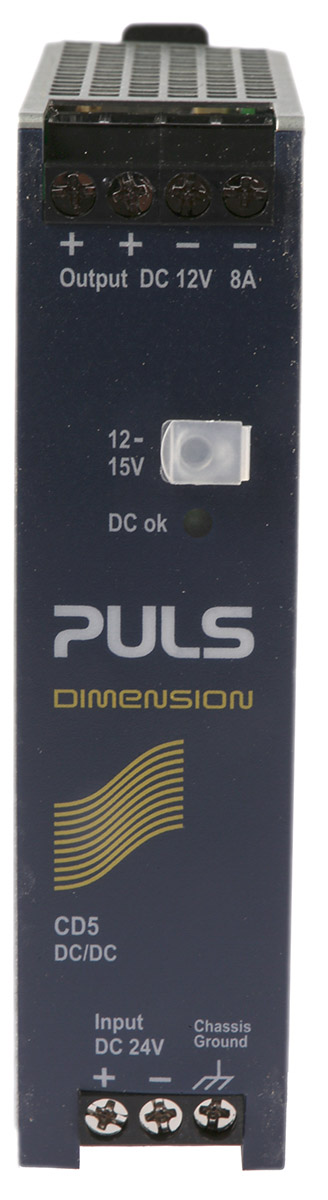 PULS DIMENSION-CD DC-DC Converter, 12V dc/ 8A Output, 18 → 32.4 V dc Input, 96W, DIN Rail Mount, +70°C Max Temp