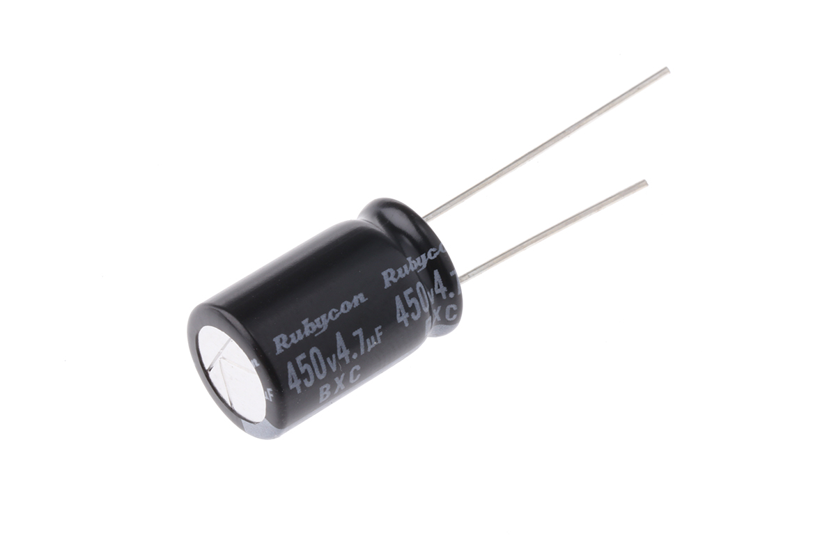 Rubycon 4.7μF Aluminium Electrolytic Capacitor 450V dc, Radial, Through Hole - 450BXC4R7MEFC10X16