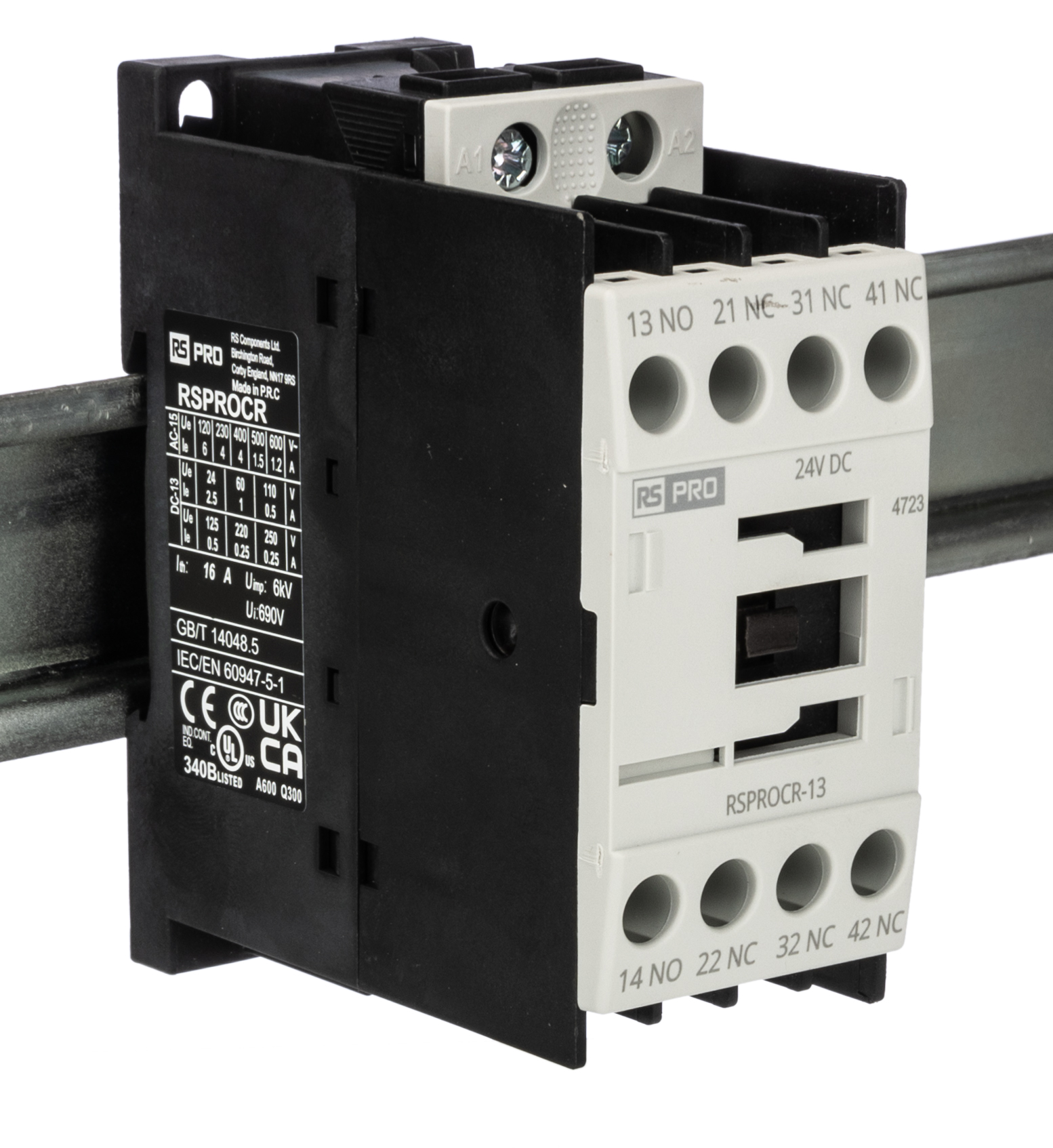 RS PRO Contactor, 24 V dc Coil, 1-Pole, 4 A 400 V, 3 NO/1 NC, 500V