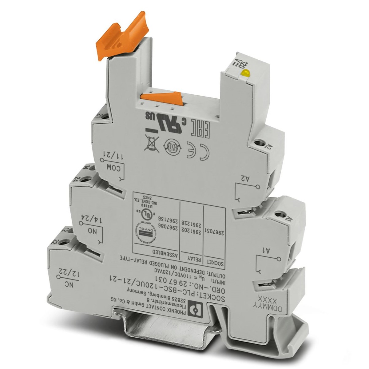 Phoenix Contact PLC-BSC 2 Pin 120V ac/dc DIN Rail Relay Socket