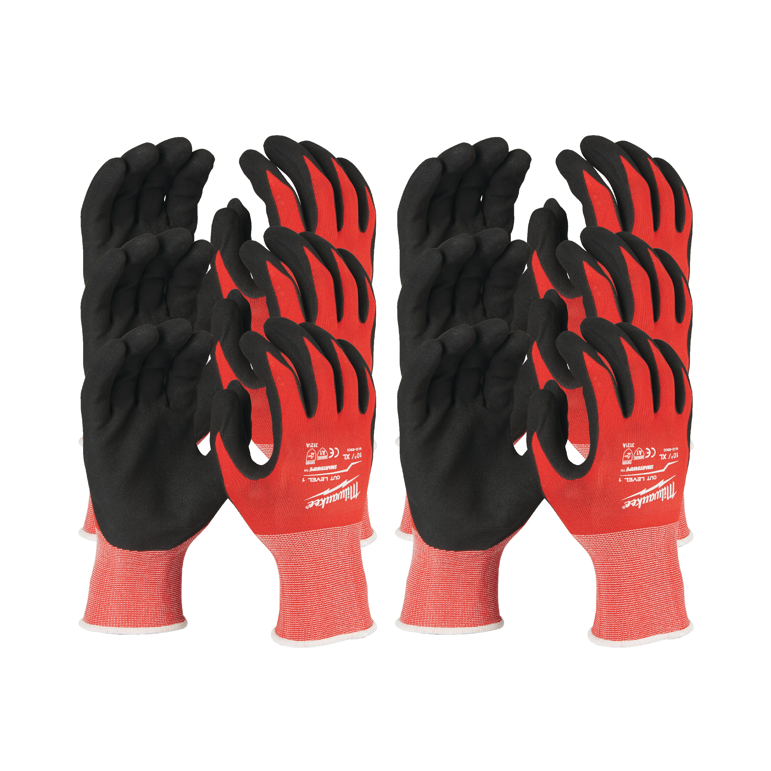 Milwaukee CUT A Black, Red Nitrile Nitrile Work Gloves, Size 10/XL, Nitrile Coating