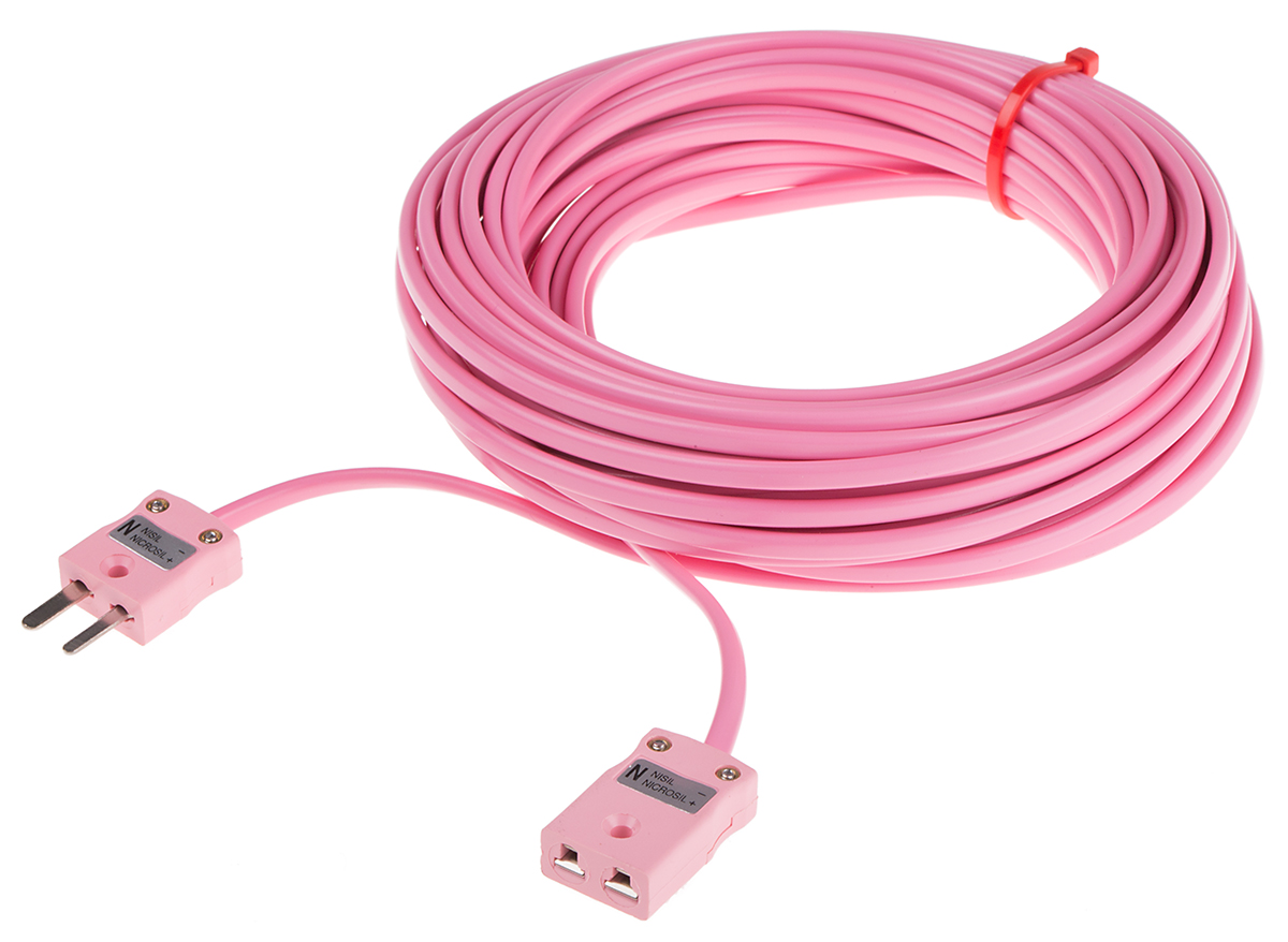RS PRO Type N Thermocouple Cable/Wire Extension Lead, 10m, Unscreened, PVC Insulation, +105°C Max, 7/0.2mm