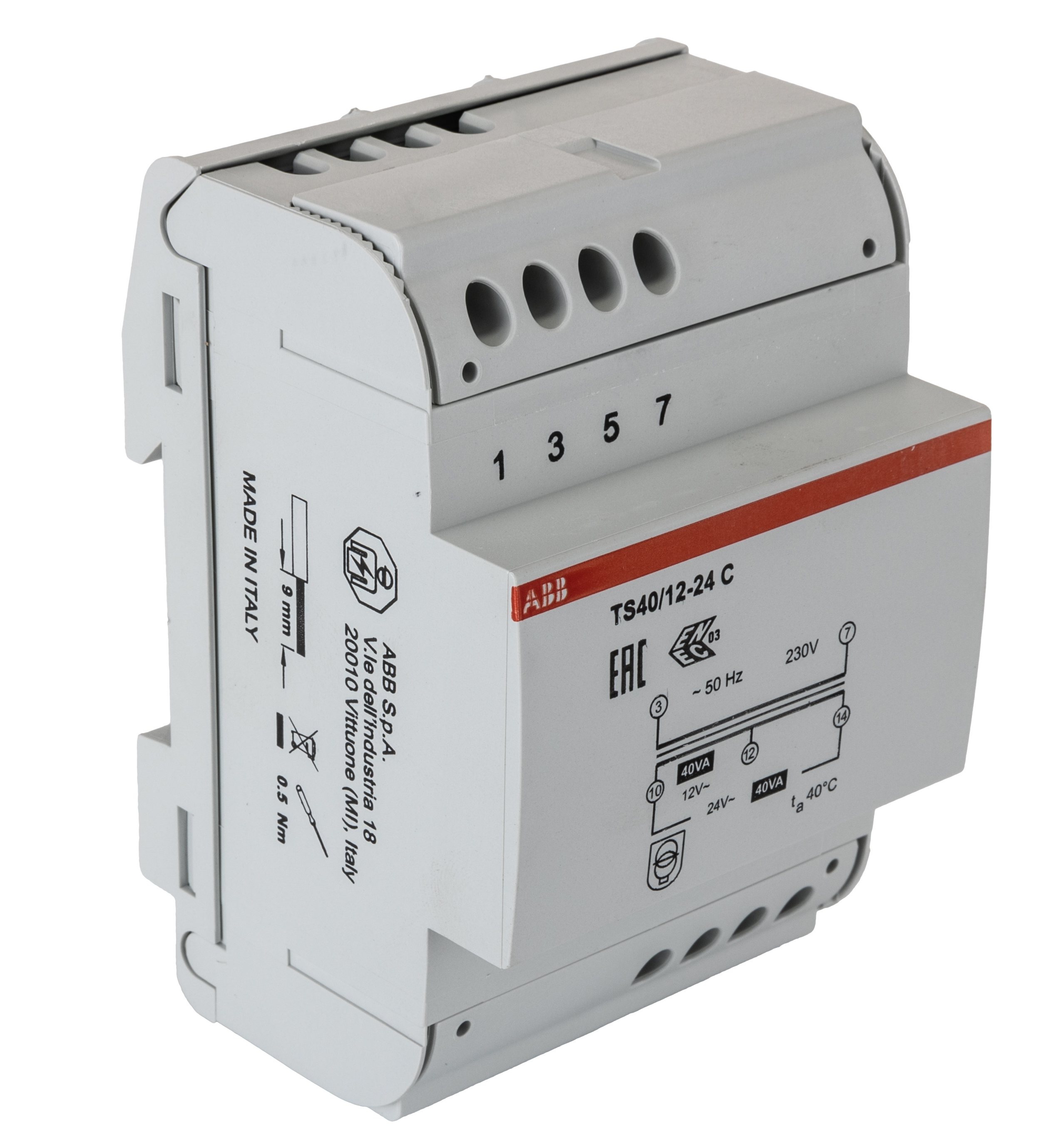ABB 40W DIN Rail Transformer, 230V Primary, 24V Secondary