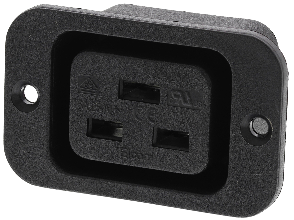 RS PRO C19 Panel Mount IEC Connector Socket, 20A, 250 V