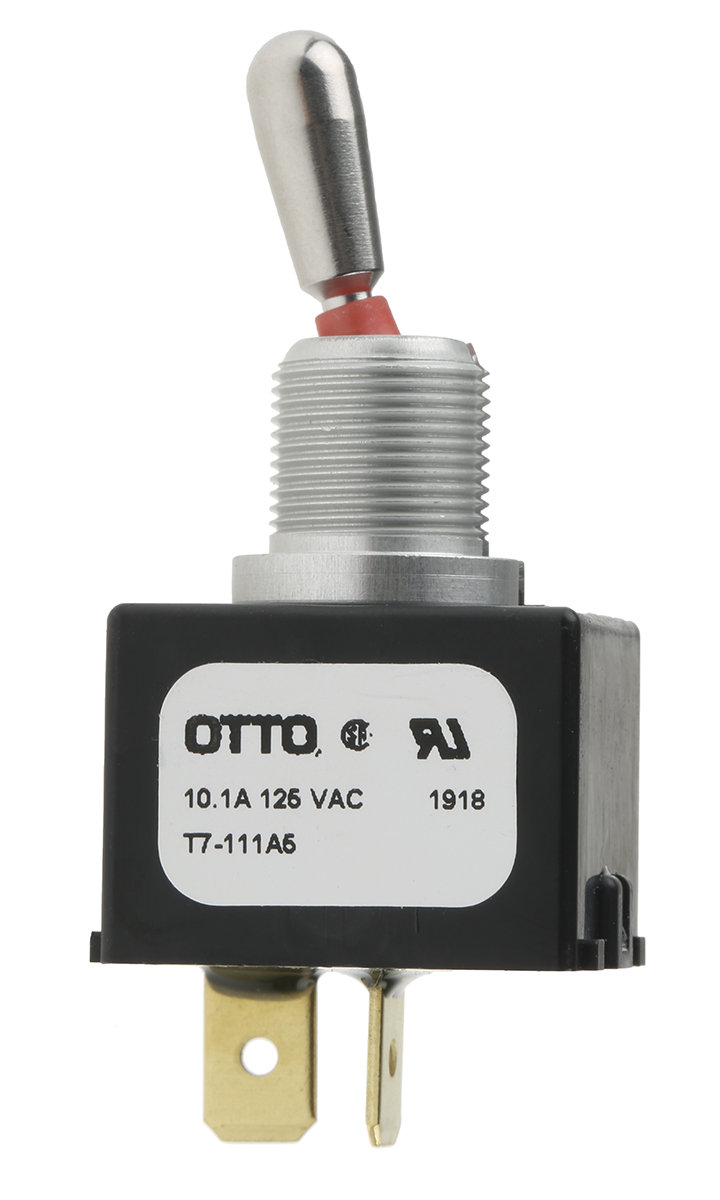 Otto Toggle Switch, Panel Mount, On-Off, SPST, Tab Terminal