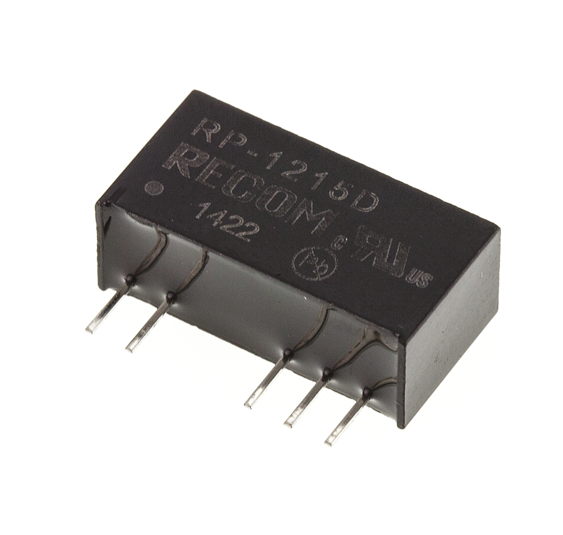 Recom RP DC-DC Converter, ±15V dc/ ±33mA Output, 10.8 → 13.2 V dc Input, 1W, Through Hole, +85°C Max Temp -40°C