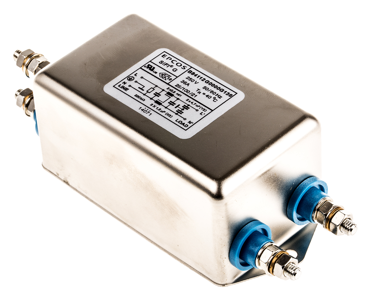 EPCOS, B84112G 36A 250 V ac/dc 50 → 60Hz, Chassis Mount EMC Filter, Screw, Single Phase