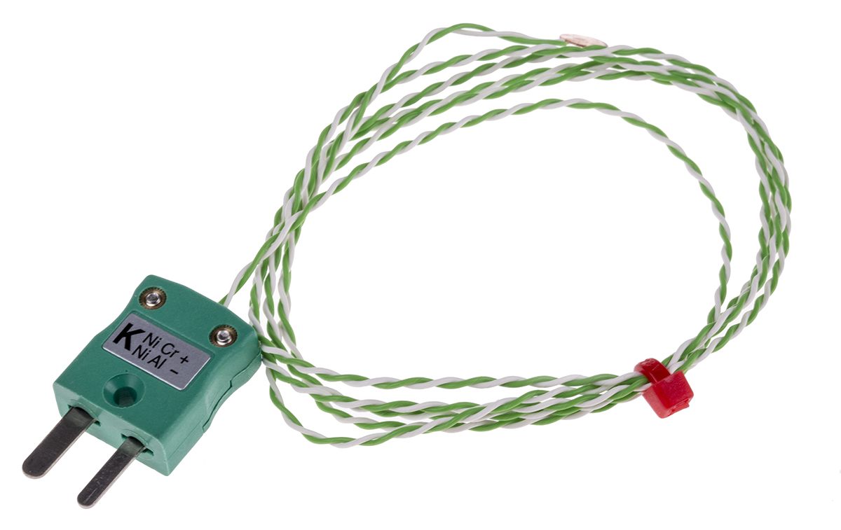 RS PRO Type K Copper Disc Thermocouple 1m Length, 6.35mm Diameter → +200°C