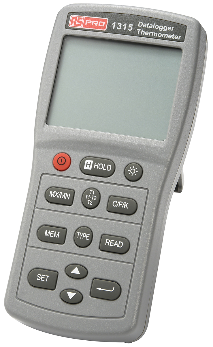 RS PRO 1315 Wired Digital Thermometer, E, J, K, N, R, S, T Probe, 1 Input(s), +1090 (J) °C, +1300 (N) °C, +1370 (K) °C,