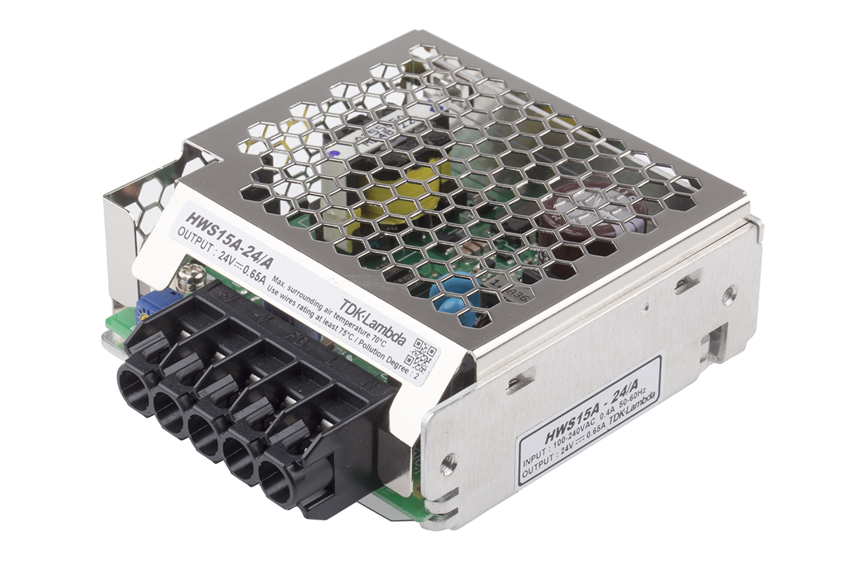 TDK-Lambda Switching Power Supply, HWS15A-24/A, 24V dc, 650mA, 15W, 1 Output, 120 → 370 V dc, 85 → 265 V