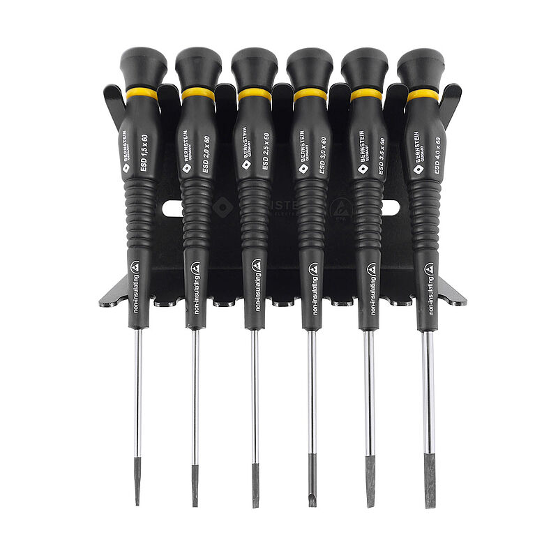 Bernstein Slotted Screwdriver Sets, 6-Piece, ESD-Safe