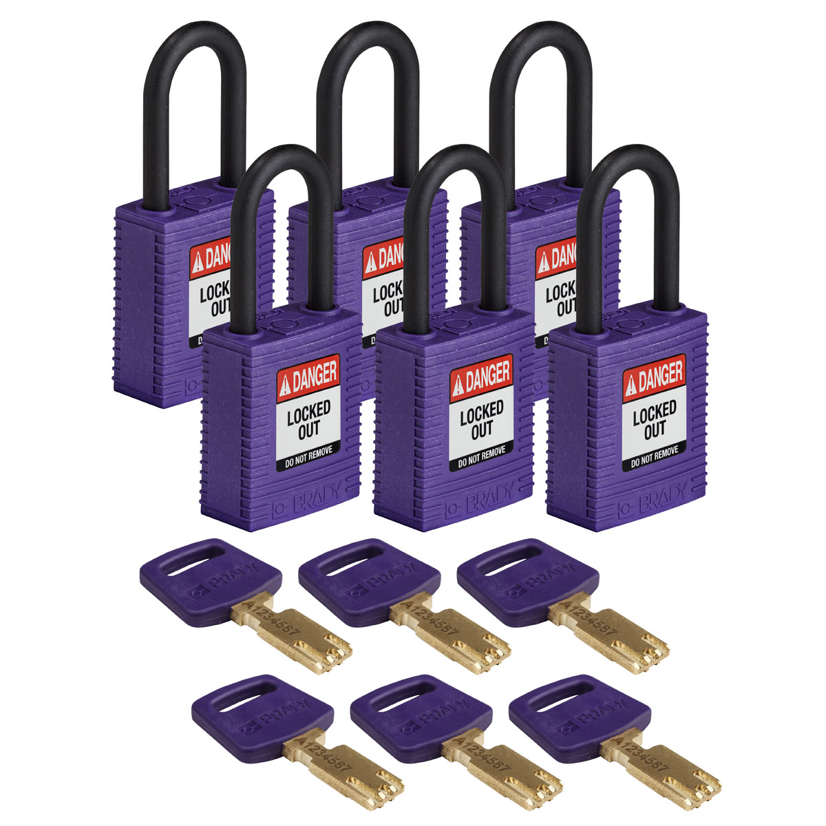 Brady LOTO-101 Key Weatherproof Nylon, Plastic Padlock, 6.35mm Shackle, 38.00mm Body