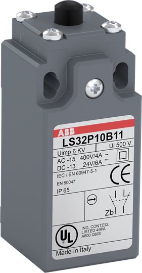 ABB Plunger Limit Switch, 1NO/1NC, IP65, Fibreglass Plastic Housing, 400V ac ac Max