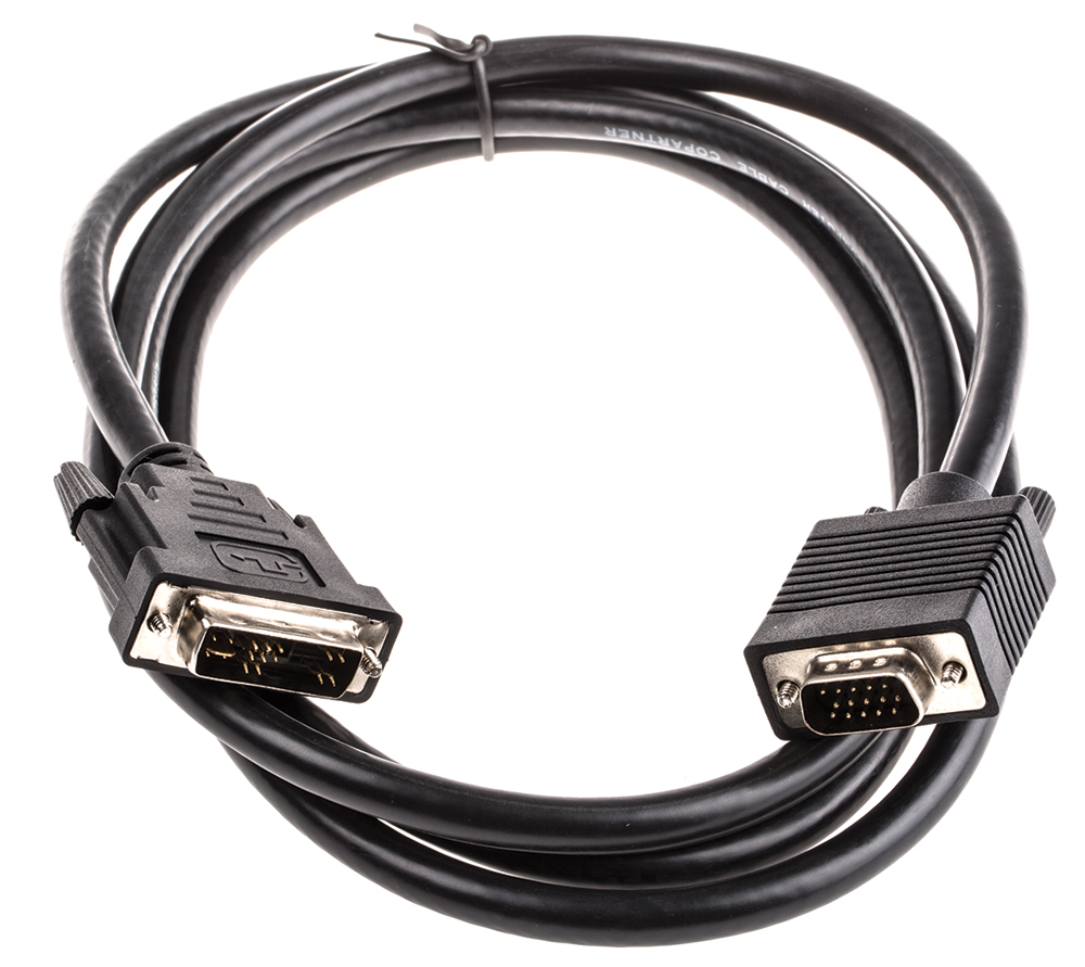 Roline, Male DVI-A to Male VGA Cable, 2mBlack sheath