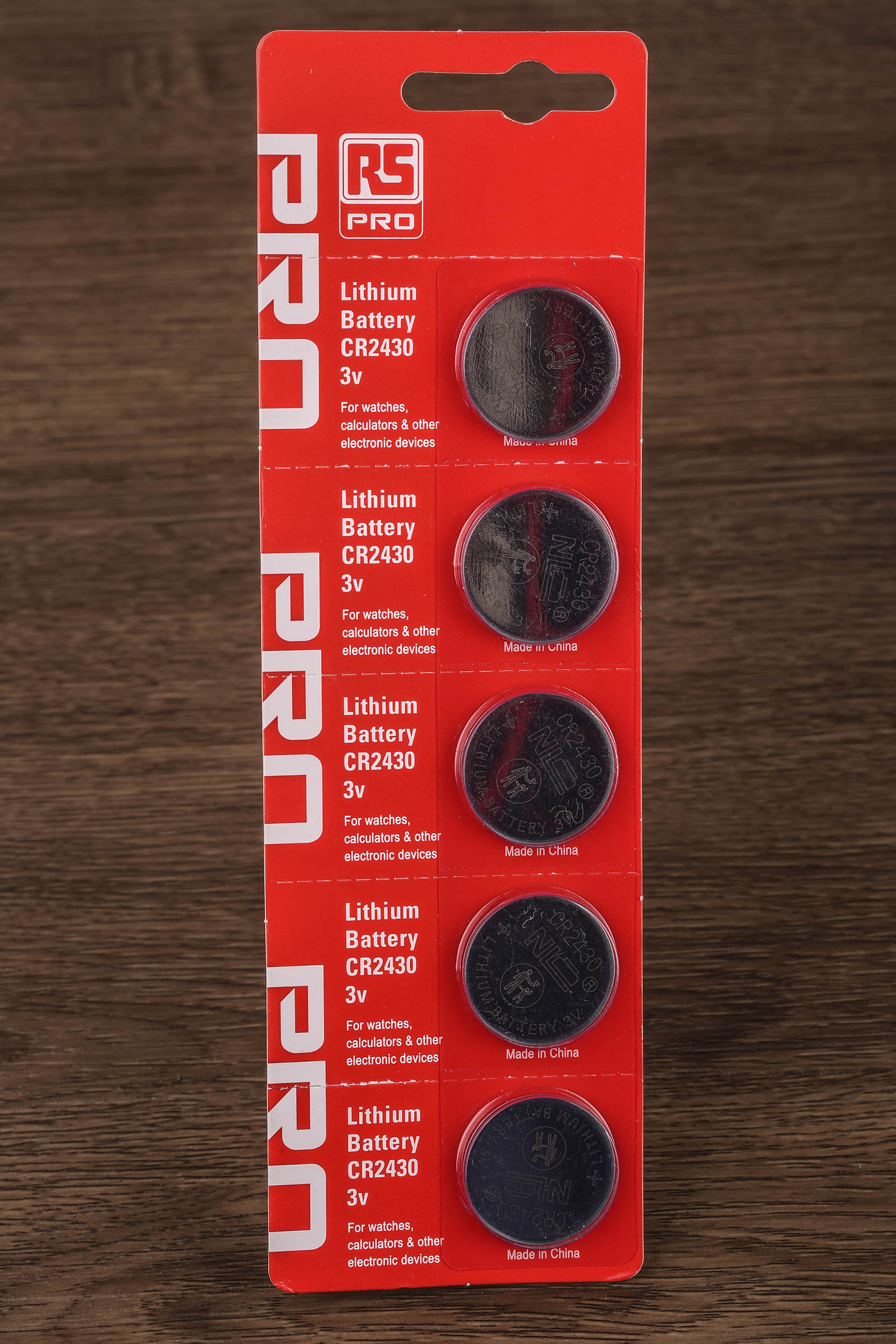 RS PRO CR2430 Button Batteries, 3V, 24.5mm Diameter, 5 Pack