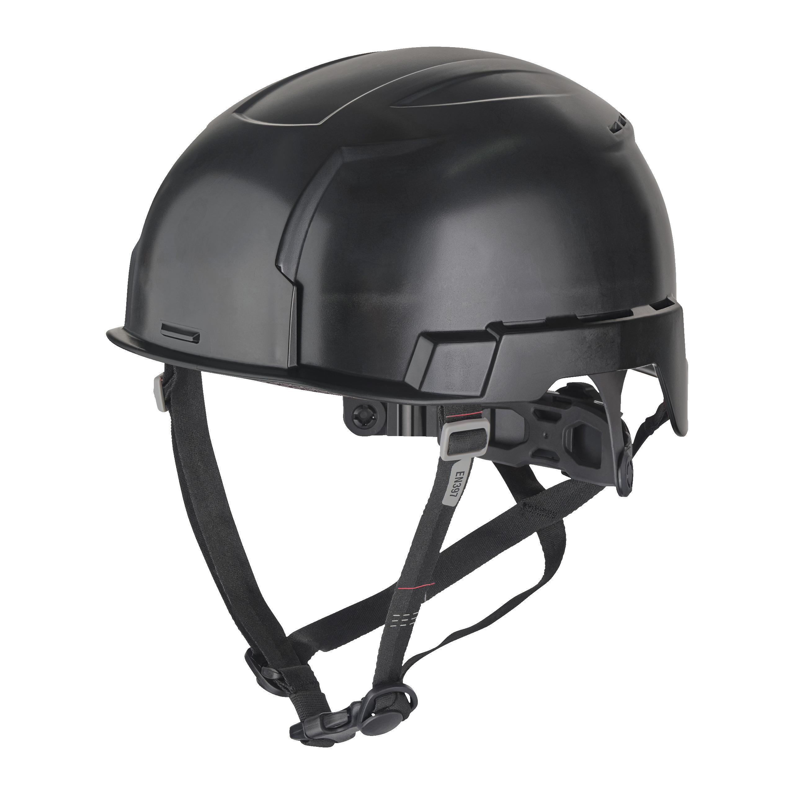 Milwaukee BOLT200 Black Hard Hat with Chin Strap, AdjustableVentilated