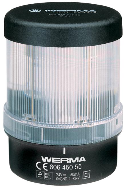 Werma 806 Series Clear Continuous lighting Beacon, 24 V, Base Mount/ Wall Mount, LED Bulb