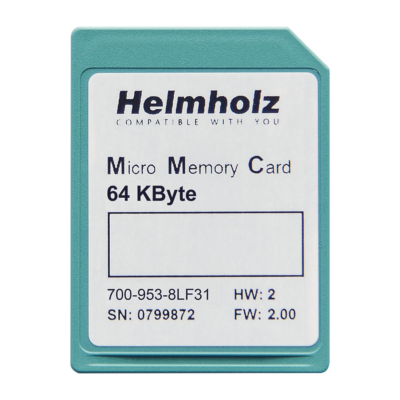 Helmholz GmbH & Co. KG 953-8LF Series Micro SD Card for Use with 300 series, 2.7 → 3.6 V