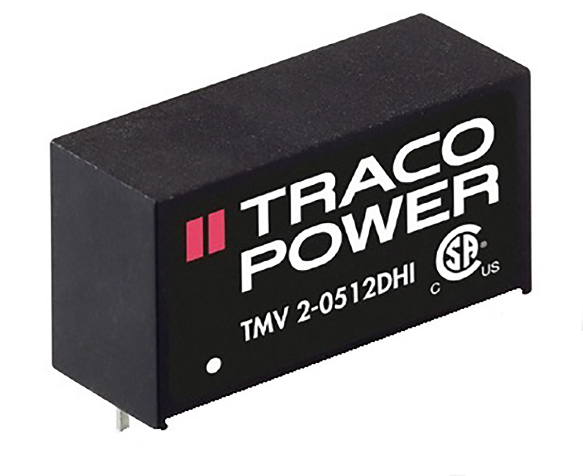 TRACOPOWER TMV 2HI DC-DC Converter, -9V dc/ -110mA Output, 4.5 → 5.5 V dc Input, 2W, Through Hole, +80°C Max
