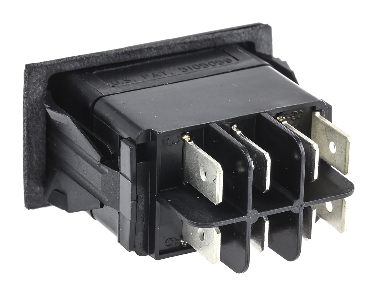 Carlingswitch Illuminated DPDT, Latching Rocker Switch Panel Mount