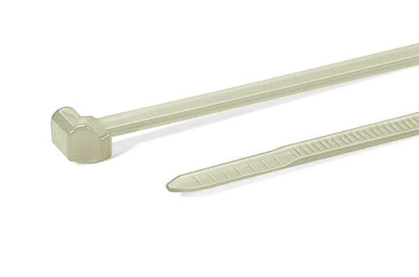 HellermannTyton Cable Tie, Outside Serrated, 200mm x 4.6 mm, Natural Polyamide 6.6 (PA66), Pk-100
