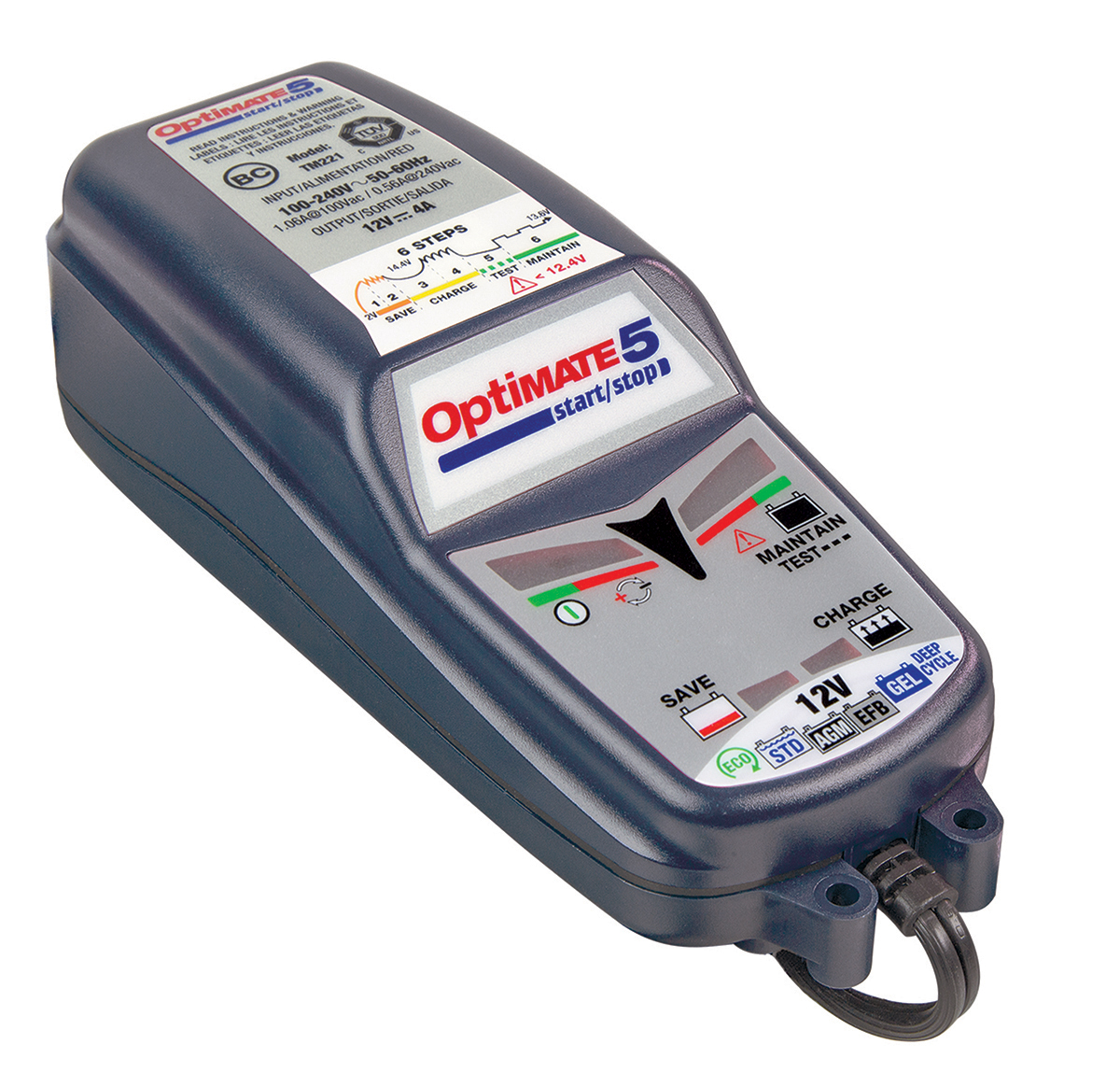 TecMate Optimate 5 Battery Charger For Lead Acid 12 V 12V 4A