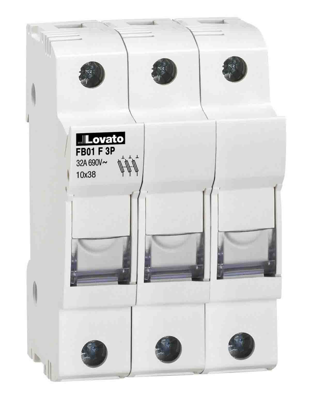 Lovato 32A Rail Mount Fuse Holder, 3P, 690V ac