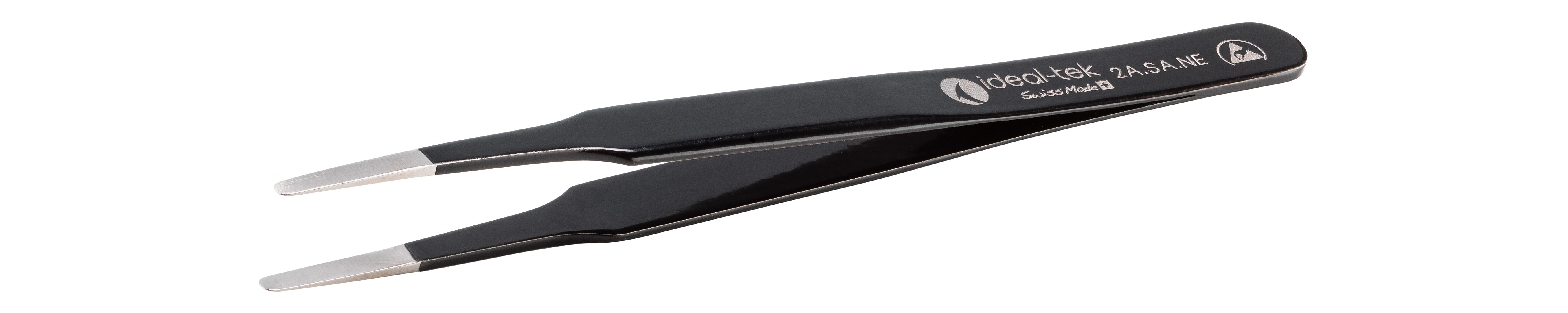 ideal-tek 120 mm, Polyester (Handle), Stainless Steel (Body), Flat; Rounded, ESD Tweezers