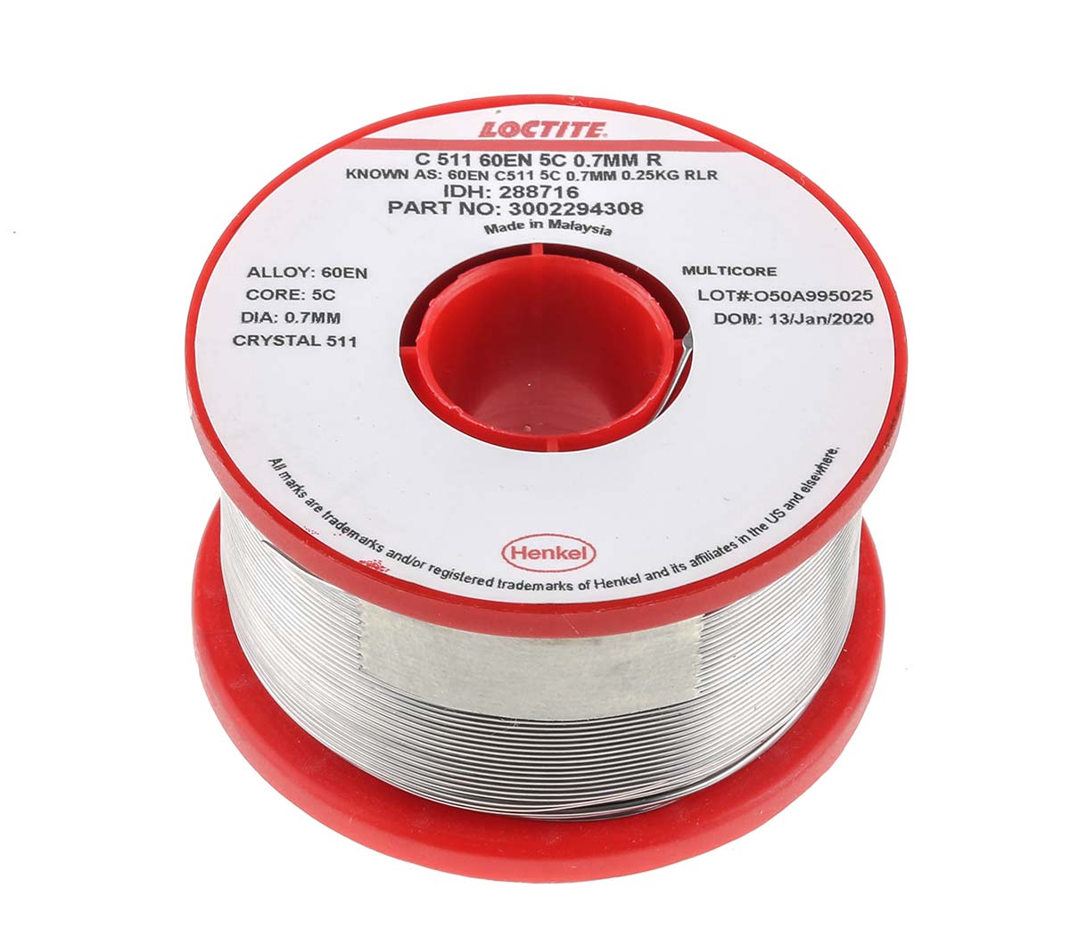 Multicore Wire, 0.7mm Lead solder, 183 → 188°C Melting Point