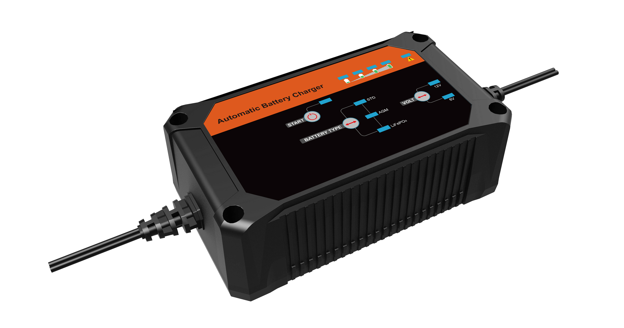 RS PRO 2259 Battery Charger For Lead Acid, LiFePO4 6 V, 12 V 6 Cell 6, 12V 10A with UK plug