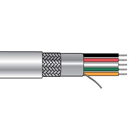 Alpha Wire Alpha Essentials Communication & Control Control Cable, 5 Cores, 0.08 mm² 28 AWG, Screened, 100 ft, Grey