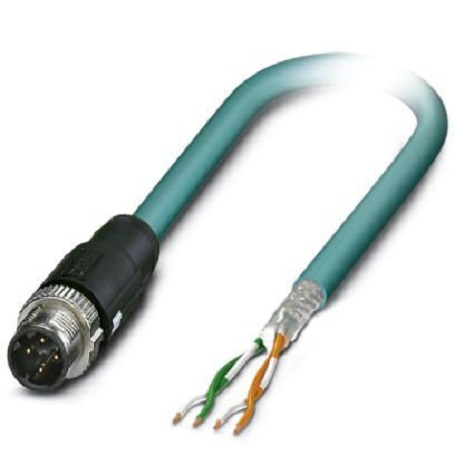Phoenix Contact, 5m Cat5, Blue M12 to Male Unterminated, Shielded Shielded, Terminated