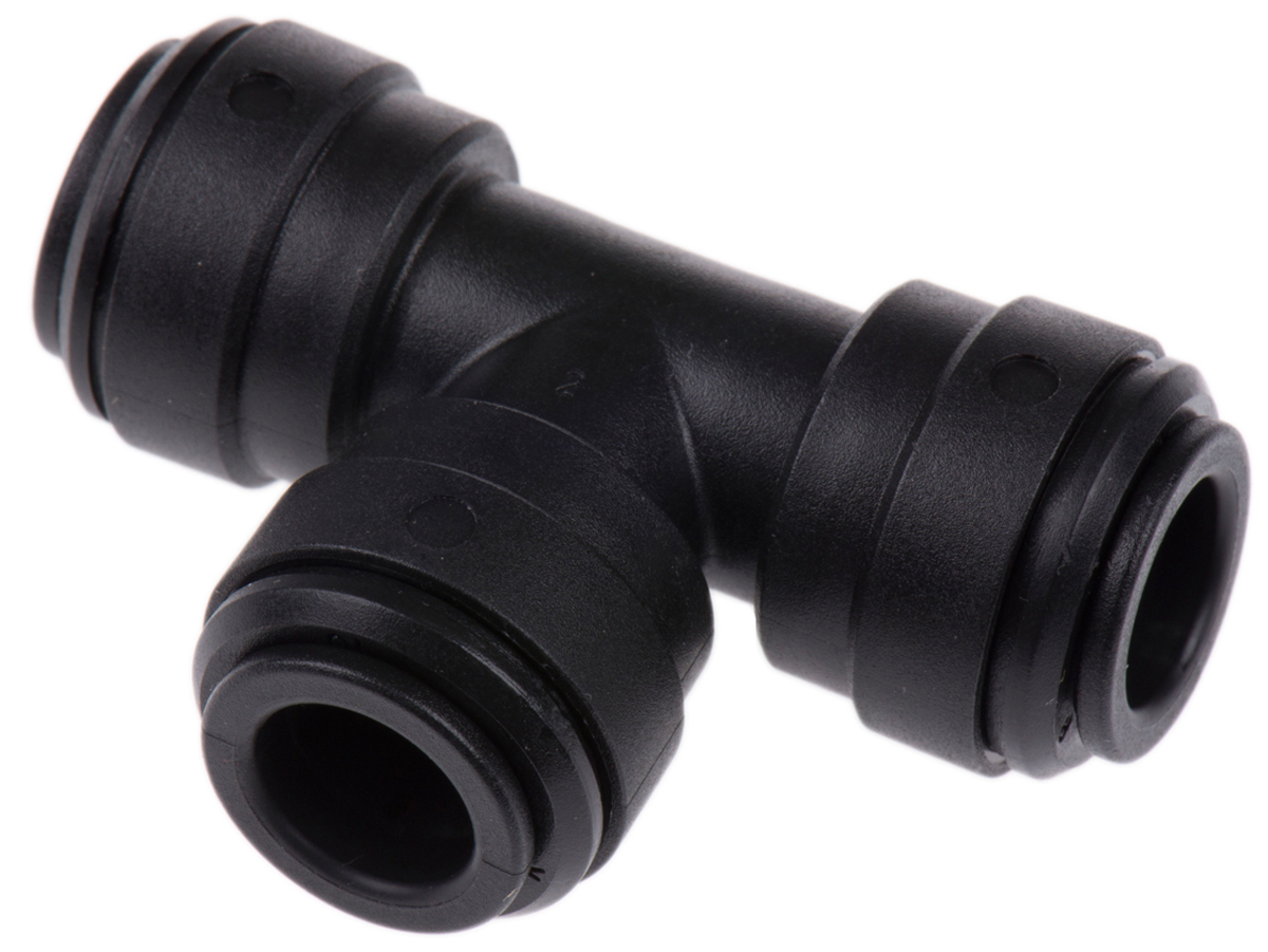 John Guest PM Series Tee Tube-to-Tube Adaptor Push In 10 mm, Push In 10 mm to Push In 10 mm, Tube-to-Tube Connection