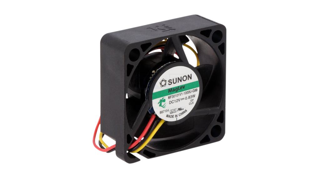 Sunon Axial Fan, 12 V dc, dc Operation, 5.5cfm, 0.66/0.77W, 64mA Max, 30 x 30 x 10mm