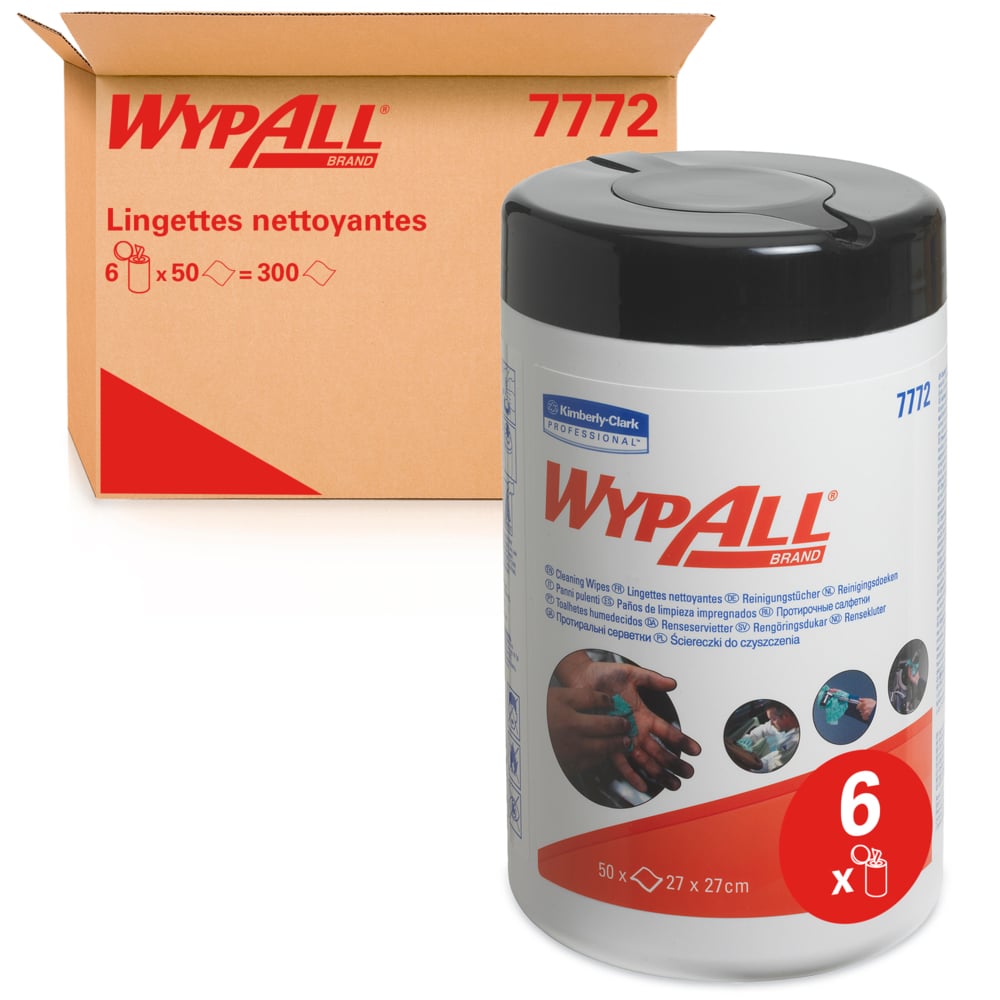 WYPALL Cleaning Wipes Refill 7772 Wet Cleaning Wipes, Dispenser Box of 50, 270 x 270mm