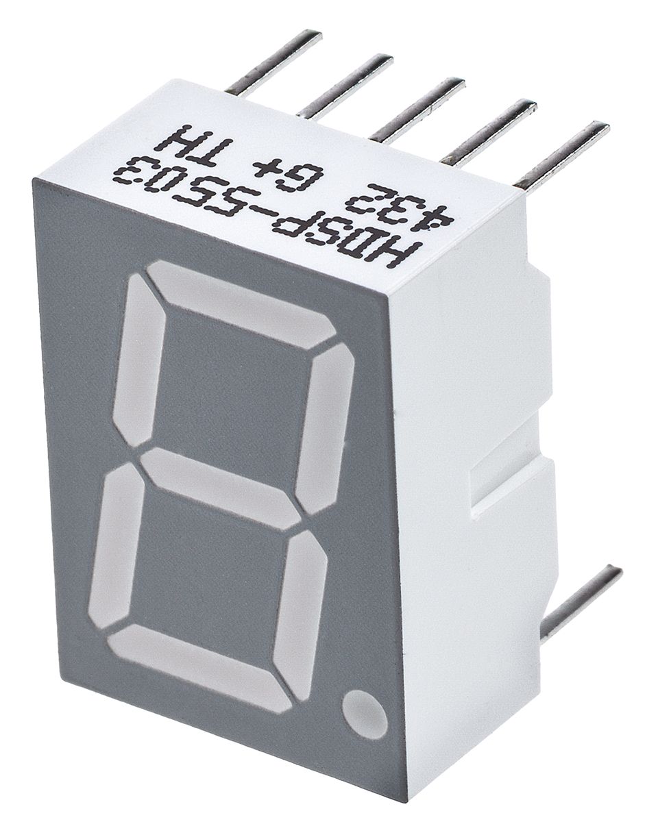 HDSP-5503 Avago 7-Segment LED Display, CC Red 3.7 mcd RH DP 14.2mm
