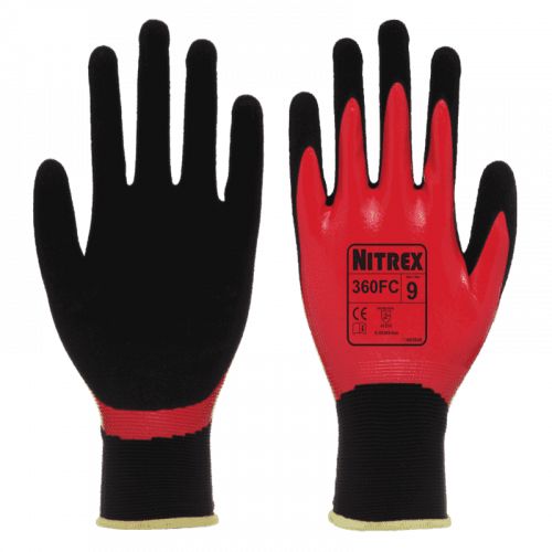 Unigloves 360FC Red Nylon Work Gloves, Size 9, Nitrile Coating